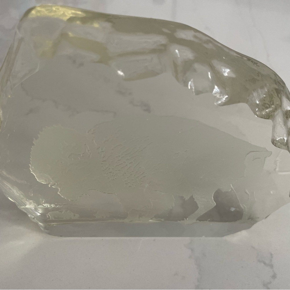 Signed Perry Coyle Bison Glass & Crystal Sculpture –
